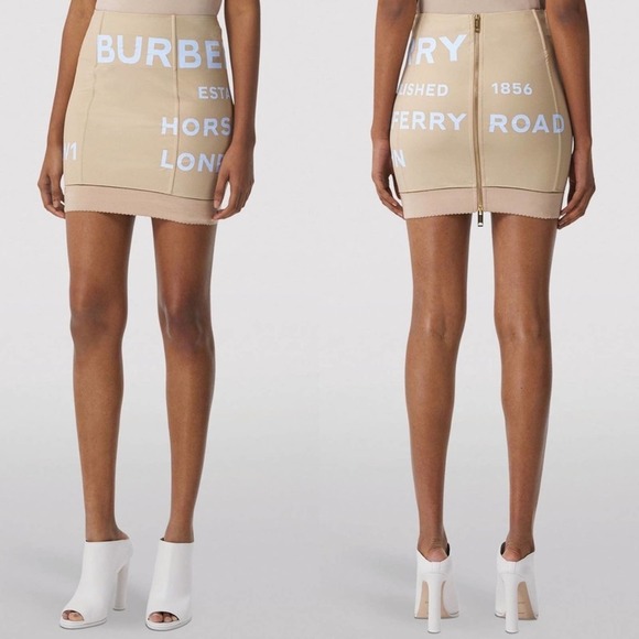 Burberry Horseferry Print Mini Skirt in Nude - Picture 1 of 13